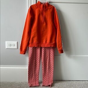 Janie and Jack Bright Orange Half-Zip Pullover with Patterned Pants
